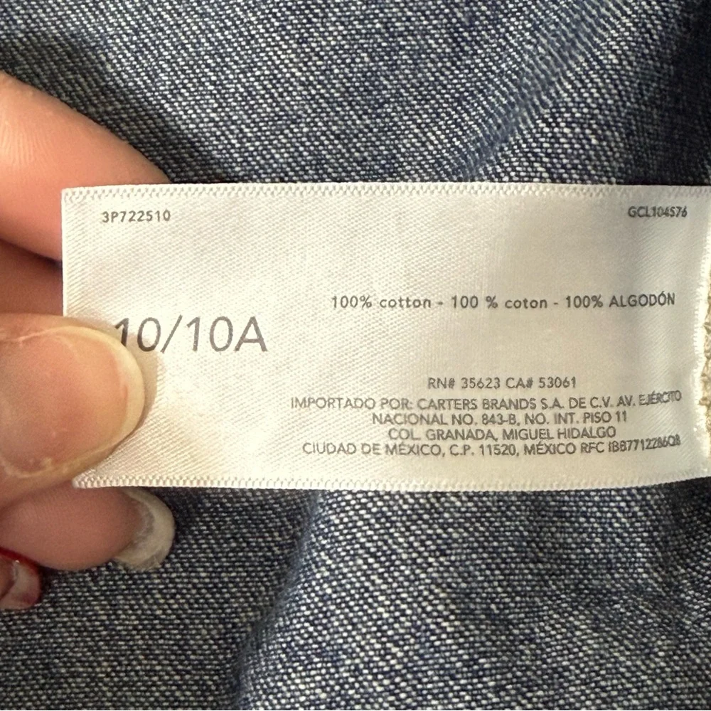 Carter’s Kid Denim Jacket Size 10/10A *New With Tags*